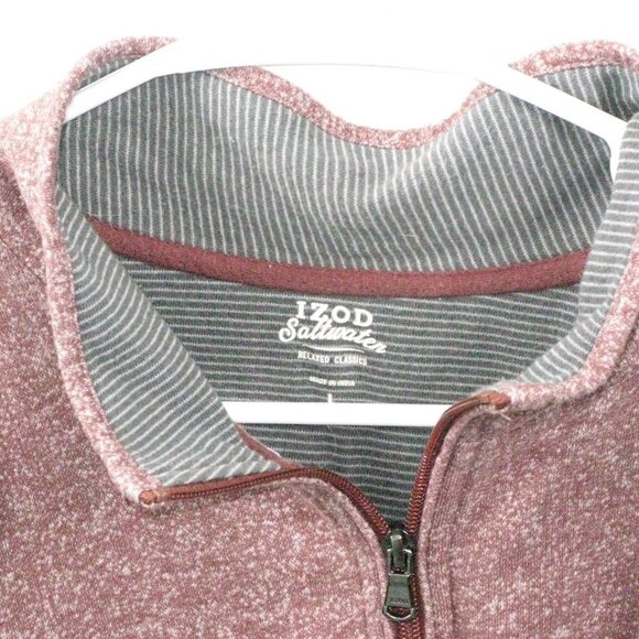 Izod Men's Brown Marble Partial Front Zip Henley Long Sleeve Size Large - Picture 2 of 5